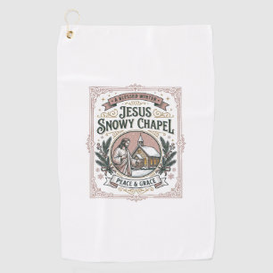 Jesus Snowy Chapel Jesus Snowy Chapel Christian Fa Golf Towel