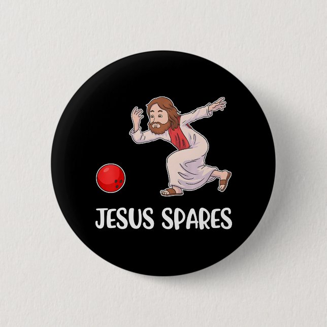 Jesus Spares Bowling 6 Cm Round Badge (Front)