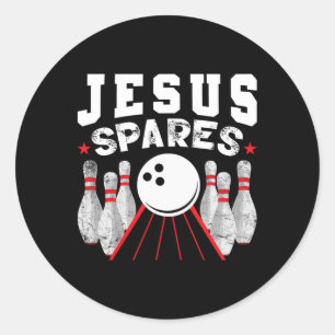 Jesus Spares Funny Christian Bowling Classic Round Sticker