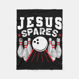 Jesus Spares Funny Christian Bowling  Fleece Blanket