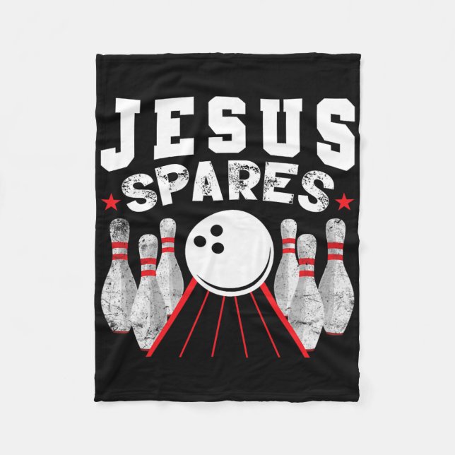 Jesus Spares Funny Christian Bowling  Fleece Blanket (Front)