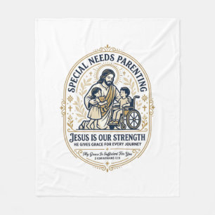 Jesus Special Needs Parenting Shirt Faith Based De Fleece Blanket