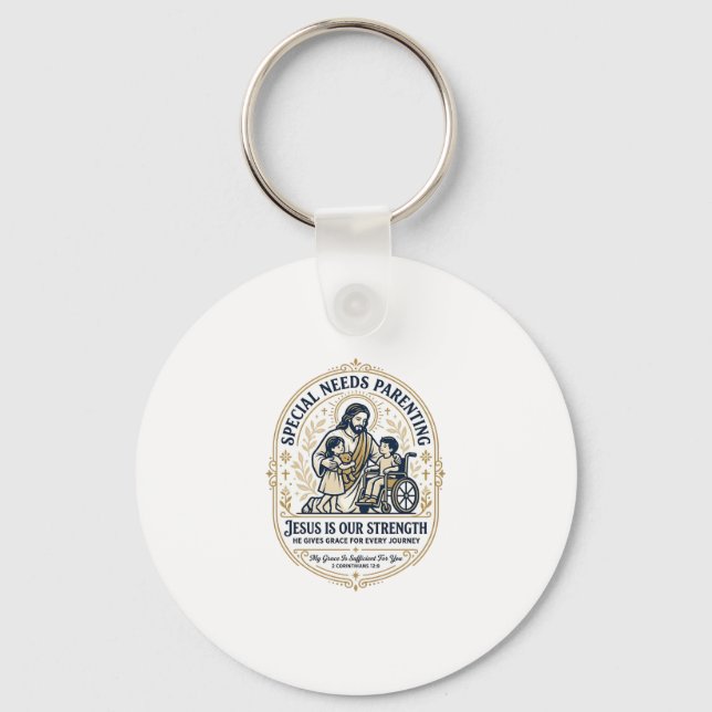 Jesus Special Needs Parenting Shirt Faith Based De Key Ring (Front)