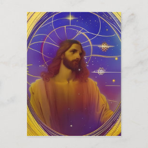 Jesus Stained Glass AI Generated Art Postcard