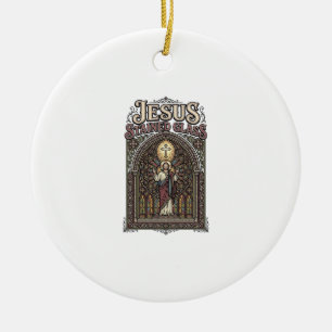 Jesus Stained Glass Jesus Stained Glass Cathedral  Ceramic Ornament