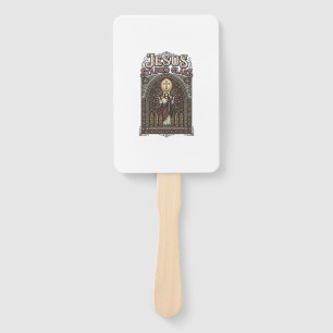 Jesus Stained Glass Jesus Stained Glass Cathedral Hand Fan
