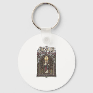 Jesus Stained Glass Jesus Stained Glass Cathedral Key Ring