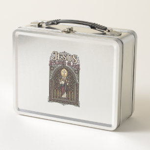Jesus Stained Glass Jesus Stained Glass Cathedral Metal Lunch Box
