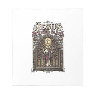 Jesus Stained Glass Jesus Stained Glass Cathedral Notepad
