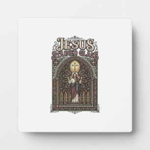 Jesus Stained Glass Jesus Stained Glass Cathedral Plaque