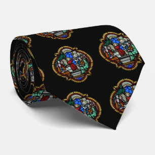 Jesus stained glass panel tie