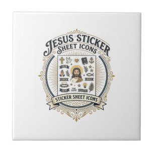 Jesus Sticker Sheet Icons Jesus Sticker Sheet Icon Ceramic Tile