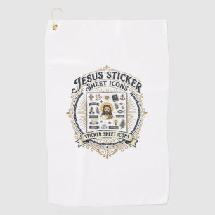 Jesus Sticker Sheet Icons Jesus Sticker Sheet Icon Golf Towel