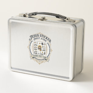 Jesus Sticker Sheet Icons Jesus Sticker Sheet Icon Metal Lunch Box