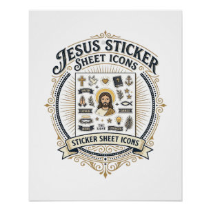 Jesus Sticker Sheet Icons Jesus Sticker Sheet Icon Poster