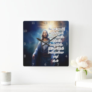 Jesus: Strong, Courageous, God's Presence Square Wall Clock