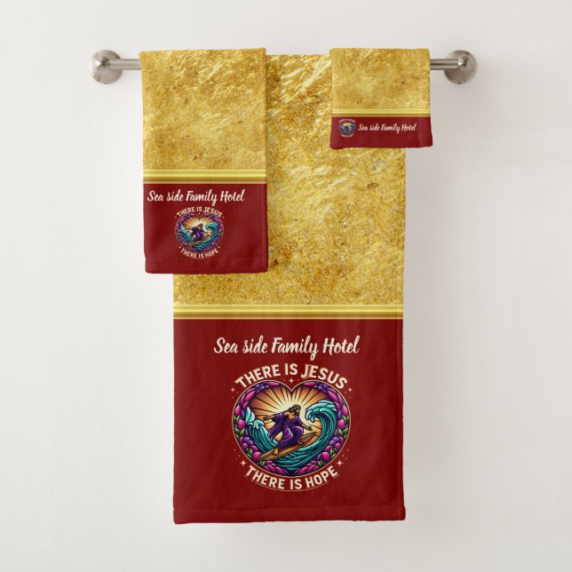 Jesus Surfing Brings Boundless Joy Daily Bath Towel Set (Insitu)