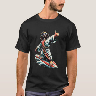 Jesus Surfing on Water Thumbs up Fun Christian Des T-Shirt