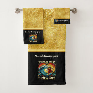 Jesus Surfing Sparks Faithful Joy Daily (B) Bath Towel Set