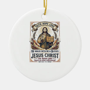 Jesus Surfing T-Shirt Inspirational Faith Ceramic Ornament
