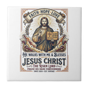 Jesus Surfing T-Shirt Inspirational Faith Ceramic Tile