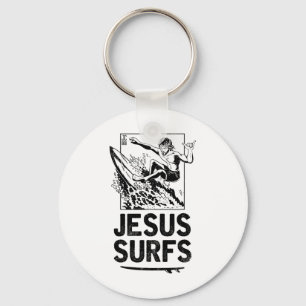Jesus Surfs Funny Jesus Christian Surfer Key Ring