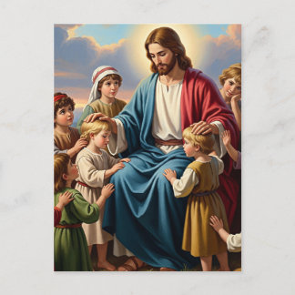 Jesus Surrounded by Children Holiday Postcard