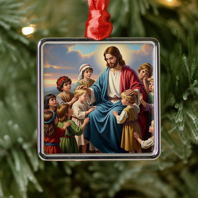 Jesus Surrounded by Children Metal Ornament (Tree)
