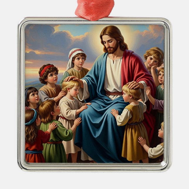 Jesus Surrounded by Children Metal Ornament (Front)