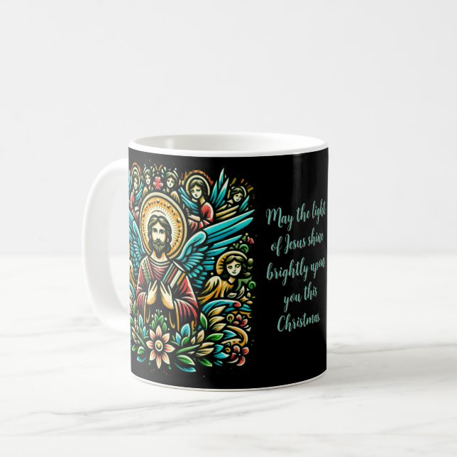 Jesus surrounded by eight angels  coffee mug (Front Left)