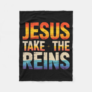 Jesus Take The Reins - Inspirational Christian Sur Fleece Blanket
