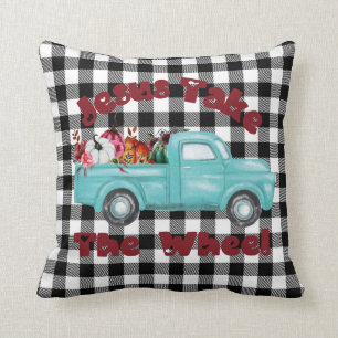 Jesus Take The Wheel Funny Christian Cushion