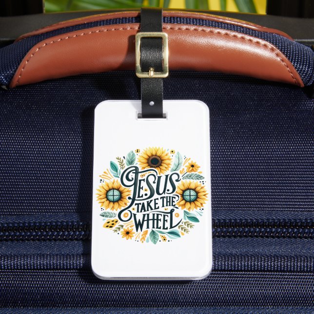 Jesus Take the Wheel - Personalised Luggage Tag (Front Insitu 2)
