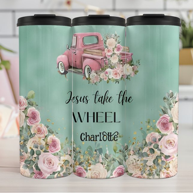 Jesus: Take the Wheel, Pink Truck Thermal Tumbler (Creator Uploaded)
