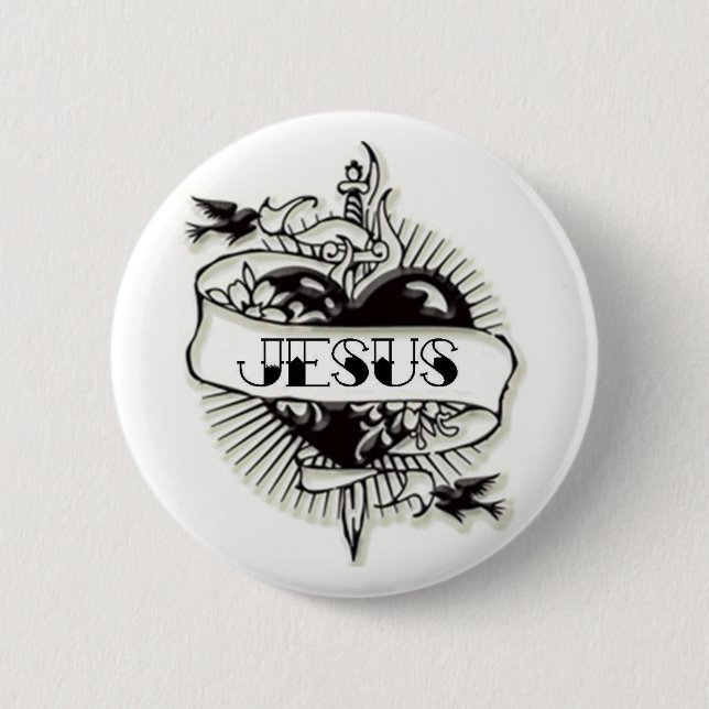 Jesus tattoo 6 cm round badge (Front)