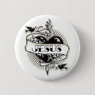 Jesus tattoo 6 cm round badge