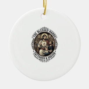 Jesus Tattoo Artist Studio T-Shirt Inspirational F Ceramic Ornament