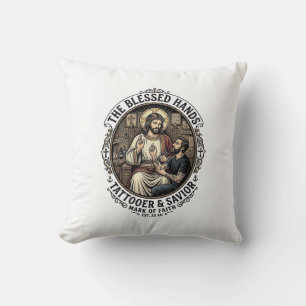Jesus Tattoo Artist Studio T-Shirt Inspirational F Cushion