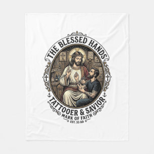 Jesus Tattoo Artist Studio T-Shirt Inspirational F Fleece Blanket