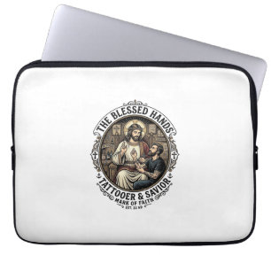 Jesus Tattoo Artist Studio T-Shirt Inspirational F Laptop Sleeve