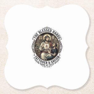 Jesus Tattoo Artist Studio T-Shirt Inspirational F Paper Coaster