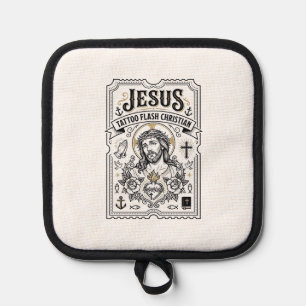 Jesus Tattoo Flash Christian Jesus Tattoo Flash Ch Pot Holder