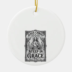 Jesus Tea Lover Graphic Tee Christian Ceramic Ornament