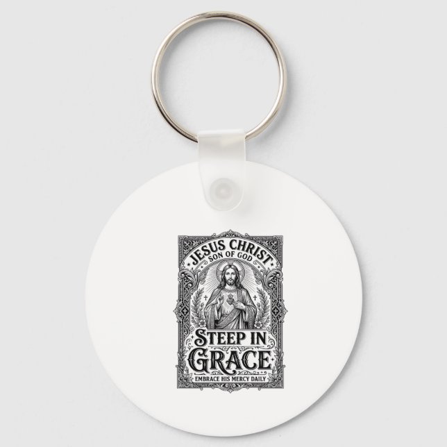 Jesus Tea Lover Graphic Tee Christian Key Ring (Front)