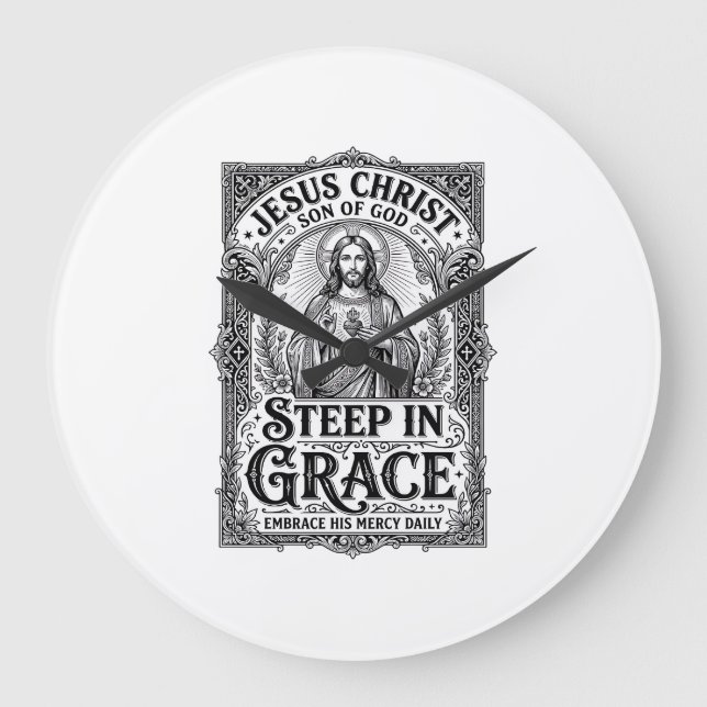 Jesus Tea Lover Graphic Tee Christian Large Clock (Front)