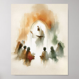 Jesus Teaching Children - Modern Christian  Poster