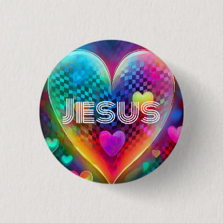 Jesus Techno Heart Button