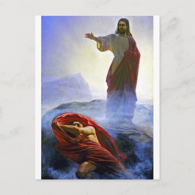 Jesus Tempted by Carl Bloch Postcard (Front)
