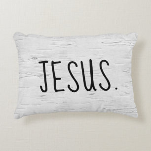 JESUS Text On Birch Tree  Accent Pillow