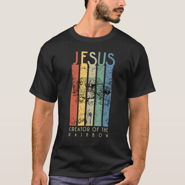 Jesus The Creator Of The Rainbow Noah And The Ark T-Shirt (Front)